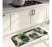 Tropical Leaf Kitchen Mats for Floor, Botanical Pattern Soft Mats, Summer Cushioned Comfort Washable Decor Rugs for Kitchen Sinks Laundryroom Bathroom 16x47 Inch