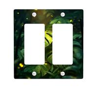 Tropical Leaf Light Switch Cover Plates/Outlet Covers, Lush Green Botanical Design for Home Decor, Thermoplastic Wall Plates, Standard Size Double Rocker