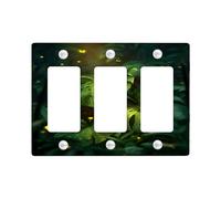 Tropical Leaf Light Switch Cover Plates/Outlet Covers, Lush Green Botanical Design for Home Decor, Thermoplastic Wall Plates, Standard Size 3 Gang Wall Plate