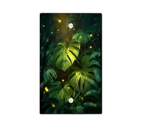 Tropical Leaf Light Switch Cover Plates/Outlet Covers, Lush Green Botanical Design for Home Decor, Thermoplastic Wall Plates, Standard Size Blank Cover Plate