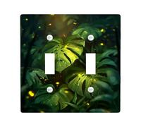 Tropical Leaf Light Switch Cover Plates/Outlet Covers, Lush Green Botanical Design for Home Decor, Thermoplastic Wall Plates, Standard Size Double Toggle