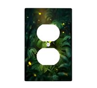 Tropical Leaf Light Switch Cover Plates/Outlet Covers, Lush Green Botanical Design for Home Decor, Thermoplastic Wall Plates, Standard Size Single Duplex Outlet