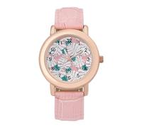 Tropical Leaf Monstera Womens Elegant Watch Analogue Quartz Watch Leather Band Wristwatch