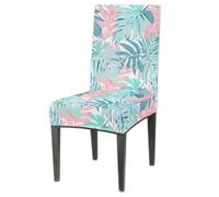 Tropical Leaf Pattern Dining Room Chair Covers Set of 4, Washable Spandex Parsons Chair Slipcovers for Living Room Kitchen, Stretchable Easy Install Protective Seat Covers for Home or Party