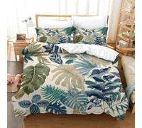 Tropical Leaf Plant Pattern Duvet Cover Set 3 PCS Hotel Quality Quilt Cover Bedding Sets Bed Covers with Pillowcases with Zipper Closure Ultra Soft Hypoallergenic Microfiber Single（140x200cm）