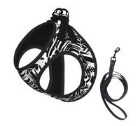Tropical Leaf Print Adjustable Harness Leash Set For Cats And Dogs, Soft Breathable Kitten Puppy Mesh Vest With Reflective Design, Escape-Proof Lead For Small Pets Walking Training