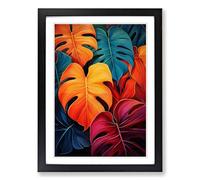 Tropical Leaf Romanticism Framed Print | A2 Black Framed Wall Art | Ready to Hang | Modern Floral Picture | Living Room Bedroom Lounge Office