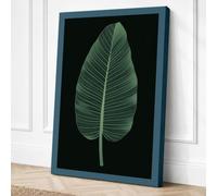 Tropical Leaf Study Botanical Canvas Wall Art Print 24x16 Inch | Teal