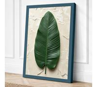 Tropical Leaf Study Botanical Canvas Wall Art Print 24x16 Inch | Teal