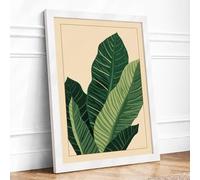 Tropical Leaf Study Botanical Framed Wall Art Print A2 (59.4×42cm) White, Wall Decor for Living Room, Bedroom, Office & Home, Ready to Hang, Art Gift