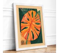 Tropical Leaf Study Botanical Framed Wall Art Print A2 White