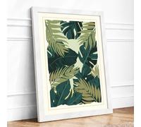 Tropical Leaf Study Botanical Framed Wall Art Print A2 White