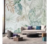 Tropical Leaf Wallpaper Mural, Jungle Plant Wall Mural, Non-woven Print Photo Wallpaper for Bedroom Living Room Decor 300x210 cm - R144