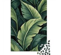 Tropical_leaves 1000 Piece Fade-resistant Printing Botanical_pattern Brain Training Puzzle Get Well Soon Gift Travel-sized Storage Vintage Inspired 38x26cm/1000pcs