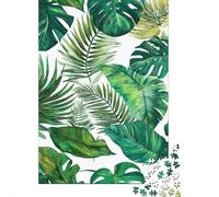 Tropical_leaves 1000 Pieces Precise Interlocking Fit Botanical_pattern Gift for Adults Frameable Puzzle Social Gathering Game Limited Edition 52x38cm/1000pcs