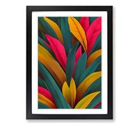 Tropical Leaves Abstract Vol.1 Framed Print | A2 Black Framed Wall Art | Ready to Hang | Abstract Floral Picture | Living Room Bedroom Lounge Office