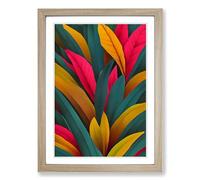 Tropical Leaves Abstract Vol.1 Framed Print | A2 Oak Framed Wall Art | Ready to Hang | Abstract Floral Picture | Living Room Bedroom Lounge Office