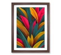 Tropical Leaves Abstract Vol.1 Framed Print | A2 Walnut Framed Wall Art | Ready to Hang | Abstract Floral Picture | Living Room Bedroom Lounge Office