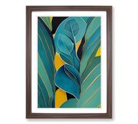Tropical Leaves Abstract Vol.2 Framed Print | A2 Walnut Framed Wall Art | Ready to Hang | Abstract Floral Picture | Living Room Bedroom Lounge Office