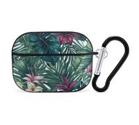 Tropical Leaves AirPod Pro Case, Anti Scratch Hard PC Cover with Keychain, AirPod Pro 2nd/1st Case Accessories for Women Men, Black-Style