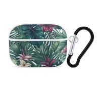 Tropical Leaves AirPod Pro Case, Anti Scratch Hard PC Cover with Keychain, AirPod Pro 2nd/1st Case Accessories for Women Men, White-Style