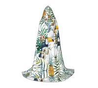 (Tropical Leaves Bird) Print Hooded Cape For Teenagers Costume Party, Halloween Hooded Cape Soft and Elastic,M
