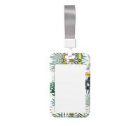 Tropical Leaves Bird Print Id Card Holder,Badge Holder with Lanyard,Work Pass Protector for Office Staff School Nurse