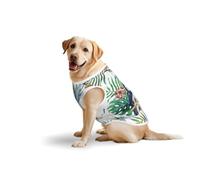 Tropical Leaves Birdprint Large Pets Vest Breathable Sleeveless Tank Top Apparel Cozy Lightweight T-Shirt