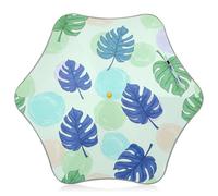 Tropical Leaves Blue Green Kids Sun and Rain Umbrella with Rounded Corner Windproof Umbrella