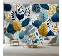 Tropical Leaves Botanical Peel and Stick Wall Mural Palm Leaf Canvas Removable Wallpaper,Self-Adhesive Premium Fabric Textured Wall Stickers Decor for Lounge Bedroom 146x102 inches / 366x254 cm