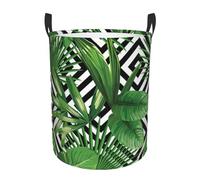 Tropical Leaves Collapsible Oxford Fabric Laundry Hamper, Waterproof With Handles - Foldable Storage Basket For Bedroom, Bathroom, Kitchen, Nursery, Car & Toys