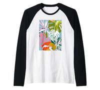 Tropical Leaves Colorful Matisse-Style Botanical Art Raglan Baseball Tee