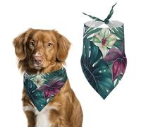 Tropical Leaves Dog Bandanas for Feeding Grooming, Triangle Pet Bibs Washable Pets Scarf for Cats & Dogs