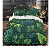 Tropical Leaves Duvet Cover 3D Design Printed Luxury 3 Pieces Bedding Set Zipper digital Jungle Comforter Cover Premium Machine Washable for Teens Kids Adults Women Youth Boys Super king（260x220cm）