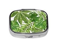 Tropical Leaves Exotic Palm,Meta Pill Box 2 Compartment Medicine Case,Portable Organizer,Rectangle Meta Portable Organizer Pill Box 2385 Compartment Medicine Case