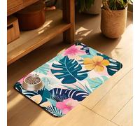 Tropical Leaves Flowers Pet Feeding Mat for Floors-Absorbent Dog Bowl Mat for Food and Water, Quick Dry Pet Cat Feeding Mats with Non Slip Bottom, Mess-Free Dog Accessories 12"x20"
