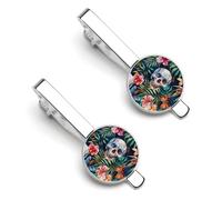 Tropical Leaves Flowers Skull Butterfly Tie Clip And Cufflinks Tacks Pin Cuff Links Ties Bar for Necktie 2 Set