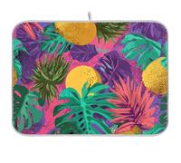 Tropical Leaves Fruit Colorful Retro Reusable Dish Drying mat 18x24 Rectangle Large Drainer mat Decorative Home Decor Essentials