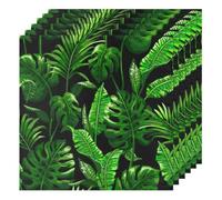 Tropical Leaves Green Cloth Napkins Set of 6, 20x20 Inches Dinner Napkins Cloth Washable, Table Napkins for Family Parties Weddings Holiday Dinner