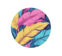 Tropical Leaves In Pink Yellow Teal Round Magnetic Fridge Magnets For Kitchen Durable With Enduring Magnetism