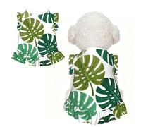 Tropical leaves L Pet Apparel for Small Dogs-Cute Summer Outfit for Puppy, Soft Breathable Pet Clothes for Cat