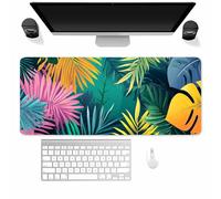 Tropical Leaves Large Gaming Mouse Pad, 1500x800x2mm Extended gaming mouse mat XXL improved Precision and Speed Mousemat with Stitched Edges, Desk Mat for Keyboard and Mouses