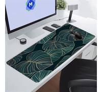 Tropical Leaves Large Gaming Mouse Pad, XXL Extended Gamer Mouse Mat with Stitched Edges, 35.4x11.8x0.08 inch Non-Slip Rubber Base Gaming Desk Mat, Big Long Mousepad for Work, Game, Office, Home