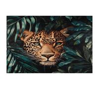 Tropical Leaves Leopard Placemats Heat Resistant Washable Oxford Cloth Table Mats Set of 4 Home Kitchen Decoration, Easy to Clean