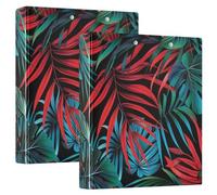 Tropical Leaves Modern Green Red 1 and A Half Inch School Supplies Binder Three-Ringing with Interior Pockets 1/2 Packs Assorted Binders 200 Sheets