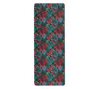 Tropical Leaves Modern Green Red yoga matts for pilates printed, non slip, towel for yoga mat with bags tapete para ejercicio 71x26 inches