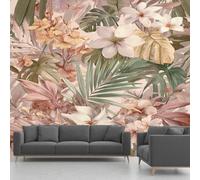 Tropical Leaves Mural, Flower Palm Leaves Plant Wallpaper for Bedroom, Panoramic Wall Mural for Bedroom Living Room Hallway Restaurant Home Decoration - 315x215 cm Wall Paper