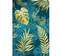 Tropical Leaves Notebook: Beautiful Gold and Blue Turquoise Tropical Leaves Design Notebook Journal. 120 blank pages with leaves design as a tint at the bottom of each page.