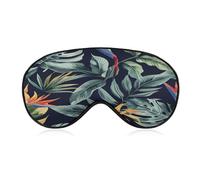 Tropical Leaves Pattern Sleep Mask Soft and Comfortable Night Sleeping Mask Face-Hugging Padded Eye Cover with Adjustable Band for Deep Rest Travel Shift Work