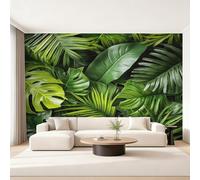 Tropical Leaves Photo Wallpaper, Green Leaf Monstera Wallpaper Mural, 500x350cm Wall Paper for Bedroom Living Room, Non-Woven Wall Mural Room Decor EL&D74